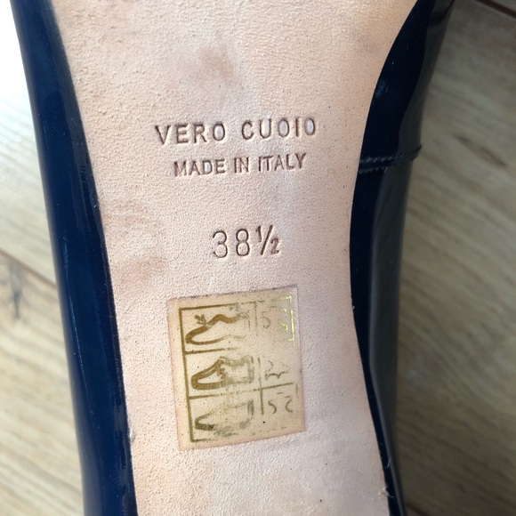 Women’s Scarlet Dark Blue Square toe Leather High Heel Pumps Shoes size 38.5 - Picture 11 of 13